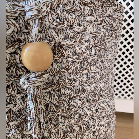 Brown and white knit knitting or what ever you want basket with handles - Picture 3 of 6